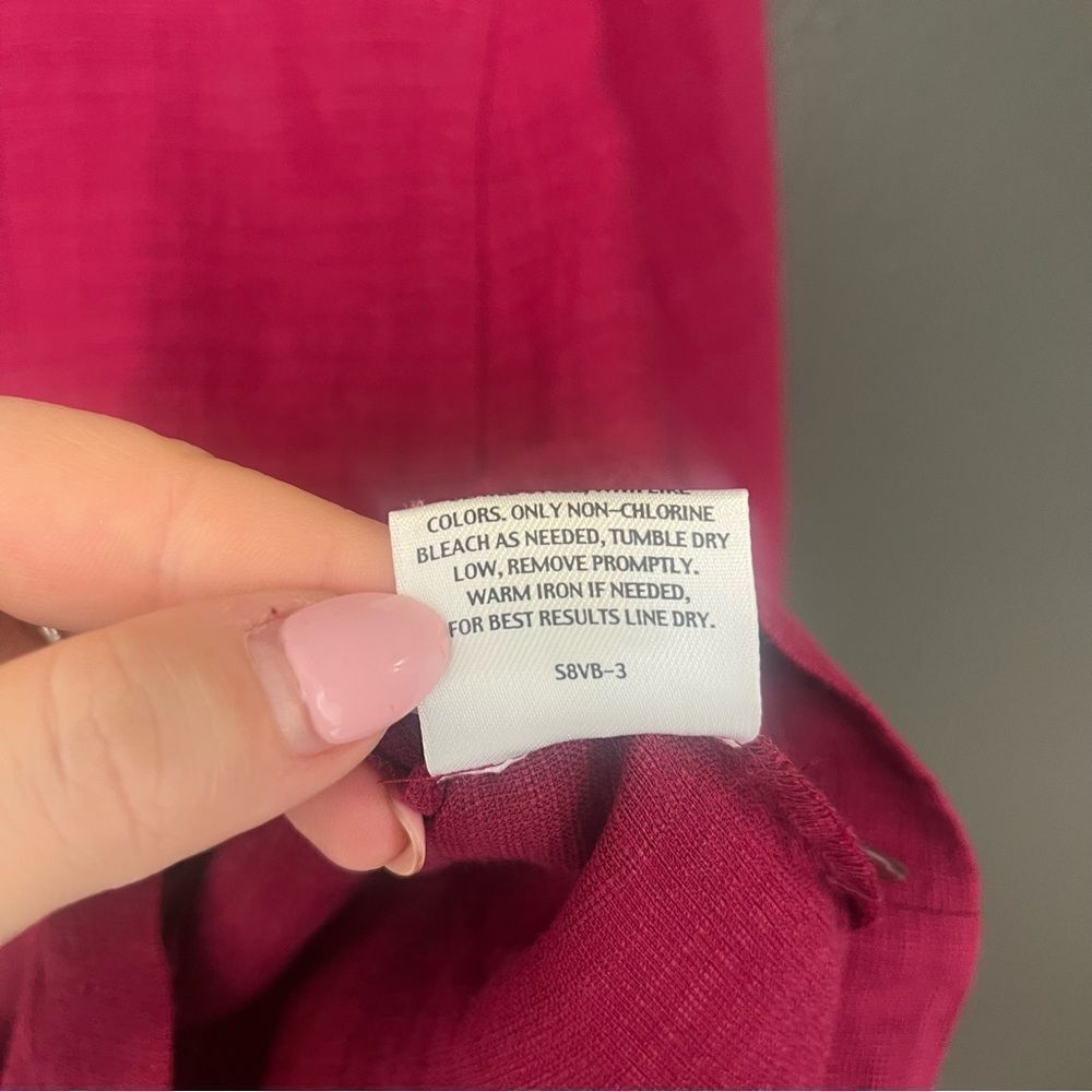 Eileen Fisher Raspberry Linen Blend Button Front … - image 7